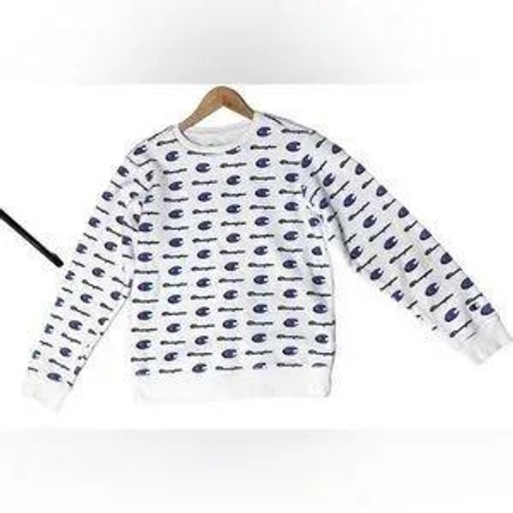 Champion All Over‎ Print Size XL Sweatshirt White Teen Youth